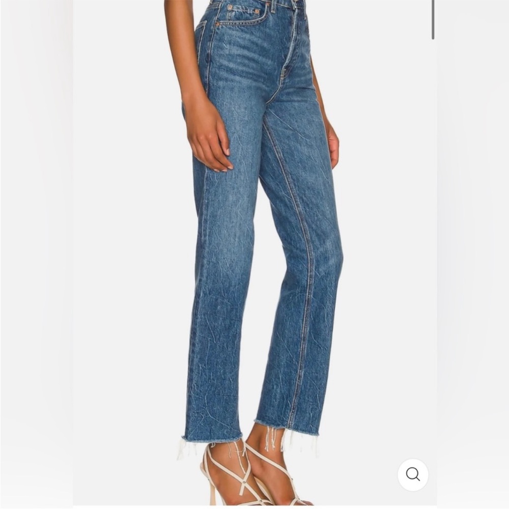 GRLFRND Cassidy Mid Rise Straight Jeans Raw Hem Capsule Wardrobe Quiet L…